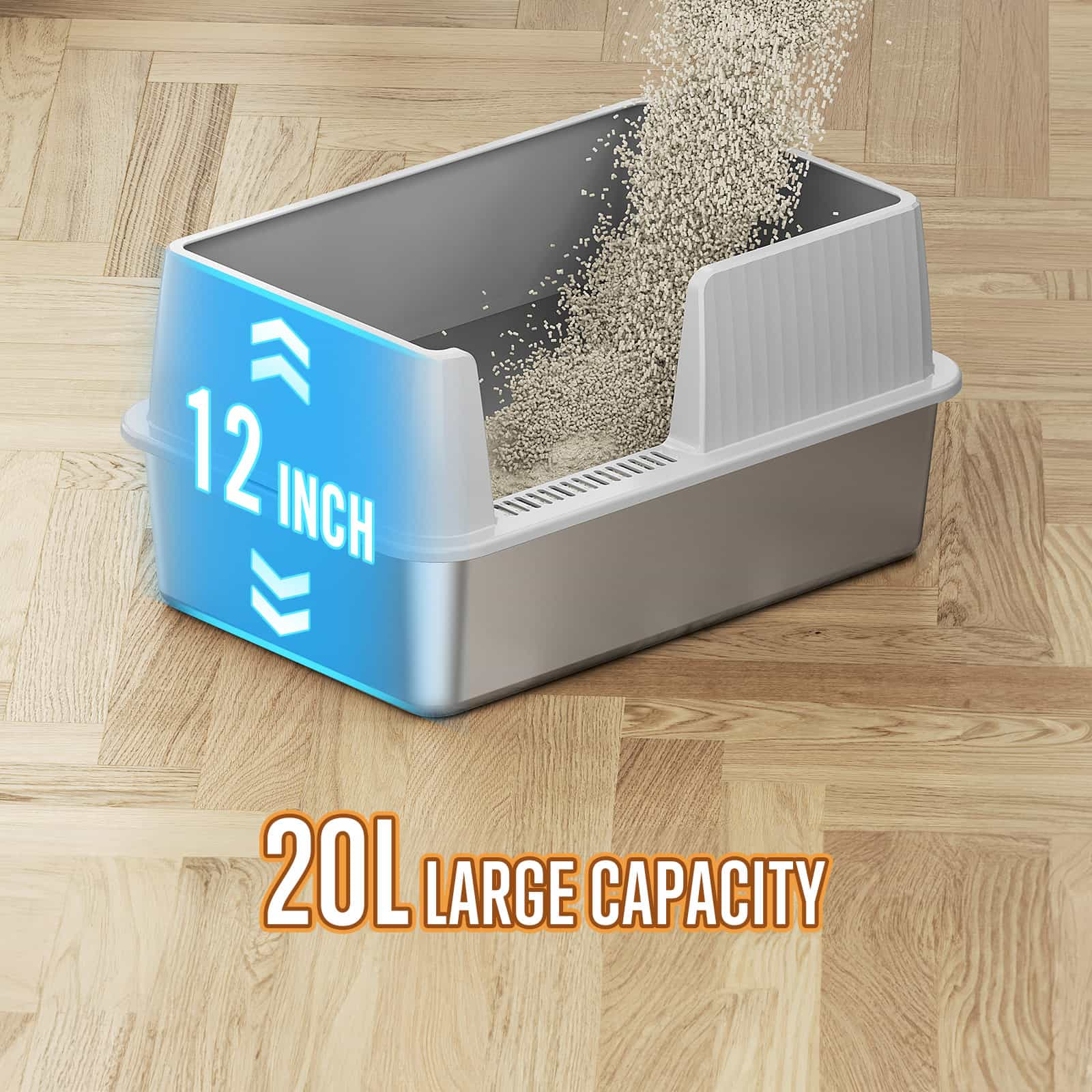 New Design Stainless Steel Cat Litter Box with Semi closed Lid and Sco Zarler Store